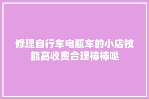 修理自行车电瓶车的小店技能高收费合理棒棒哒