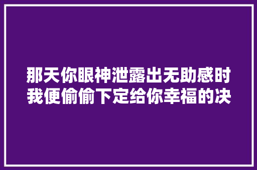 那天你眼神泄露出无助感时我便偷偷下定给你幸福的决心