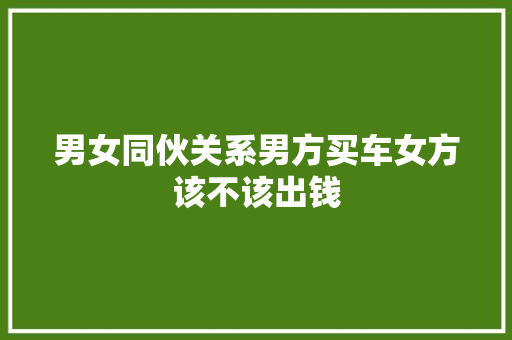 男女同伙关系男方买车女方该不该出钱