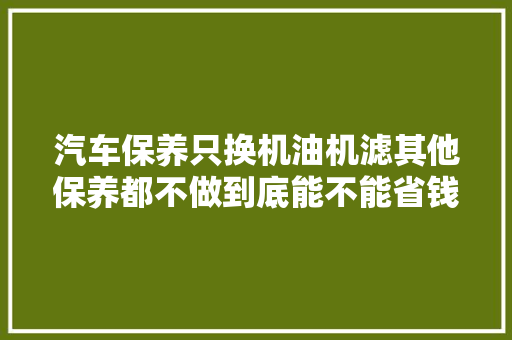 汽车保养只换机油机滤其他保养都不做到底能不能省钱