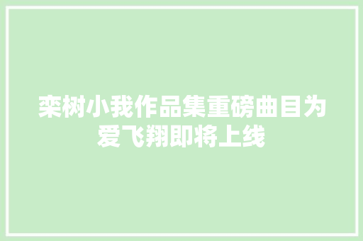 栾树小我作品集重磅曲目为爱飞翔即将上线