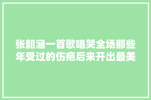 张韶涵一首歌唱哭全场那些年受过的伤疤后来开出最美的花