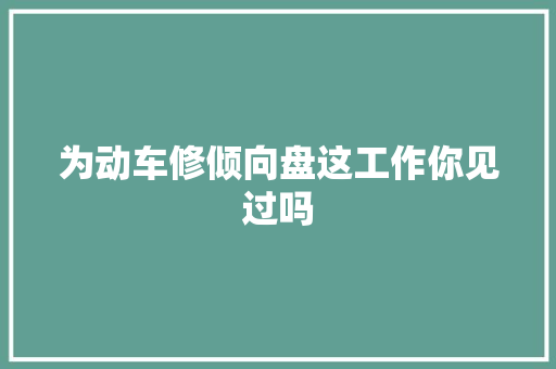 为动车修倾向盘这工作你见过吗