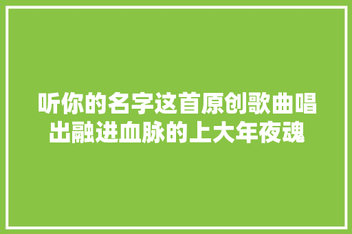 听你的名字这首原创歌曲唱出融进血脉的上大年夜魂