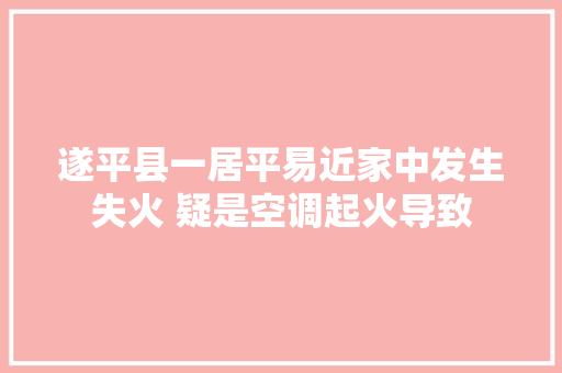 遂平县一居平易近家中发生失火 疑是空调起火导致