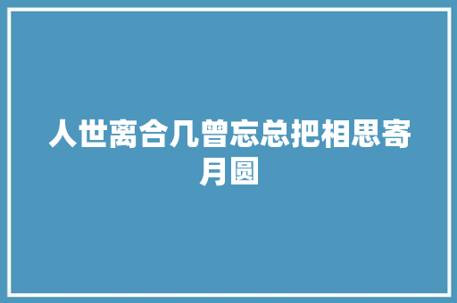 人世离合几曾忘总把相思寄月圆