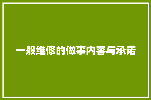 一般维修的做事内容与承诺