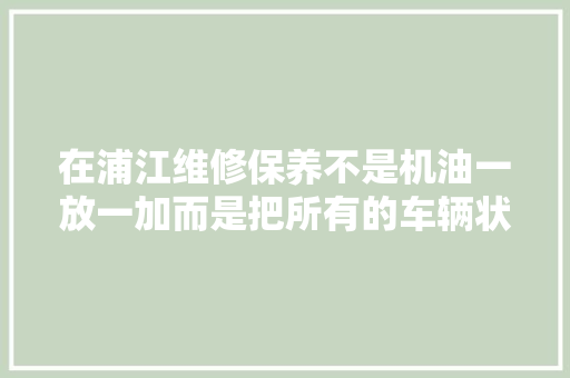 在浦江维修保养不是机油一放一加而是把所有的车辆状况