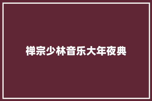 禅宗少林音乐大年夜典 休闲娱乐