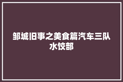 邹城旧事之美食篇汽车三队水饺部