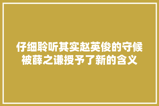 仔细聆听其实赵英俊的守候被薛之谦授予了新的含义