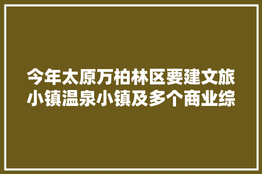 今年太原万柏林区要建文旅小镇温泉小镇及多个商业综合体