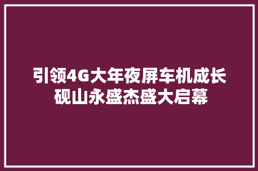 引领4G大年夜屏车机成长 砚山永盛杰盛大启幕