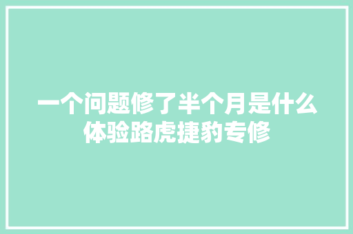一个问题修了半个月是什么体验路虎捷豹专修