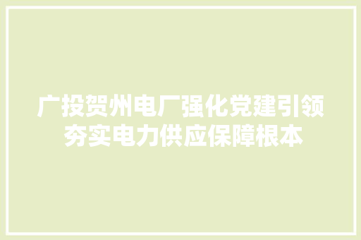 广投贺州电厂强化党建引领 夯实电力供应保障根本