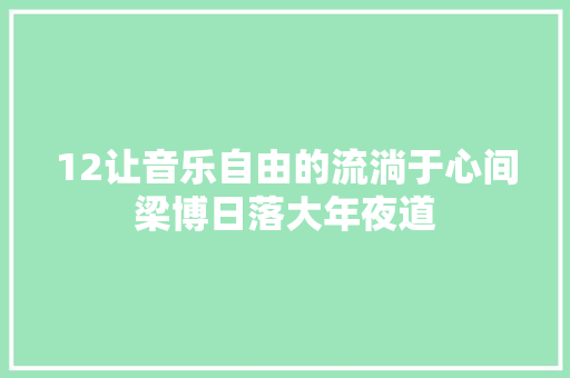 12让音乐自由的流淌于心间梁博日落大年夜道