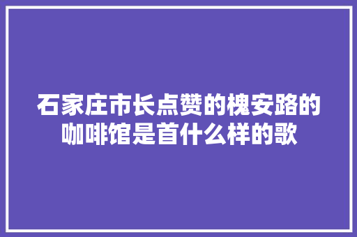 石家庄市长点赞的槐安路的咖啡馆是首什么样的歌