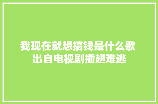 我现在就想搞钱是什么歌 出自电视剧插翅难逃