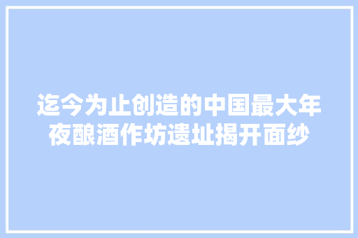 迄今为止创造的中国最大年夜酿酒作坊遗址揭开面纱
