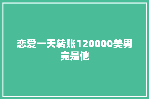 恋爱一天转账120000美男竟是他