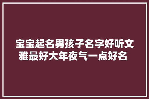 宝宝起名男孩子名字好听文雅最好大年夜气一点好名 