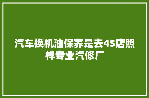 汽车换机油保养是去4S店照样专业汽修厂
