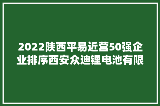 2022陕西平易近营50强企业排序西安众迪锂电池有限公司