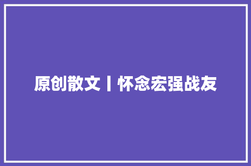 原创散文丨怀念宏强战友