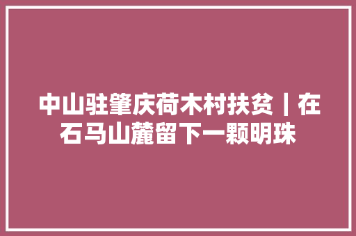 中山驻肇庆荷木村扶贫｜在石马山麓留下一颗明珠