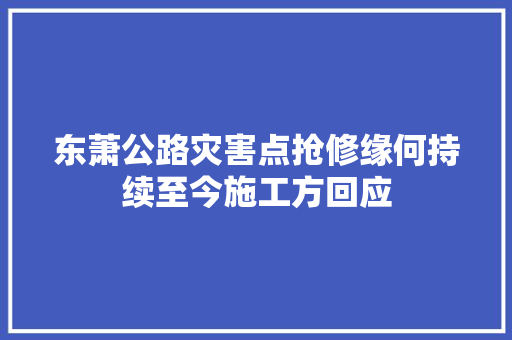 东萧公路灾害点抢修缘何持续至今施工方回应