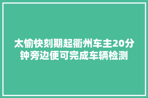 太愉快刻期起衢州车主20分钟旁边便可完成车辆检测