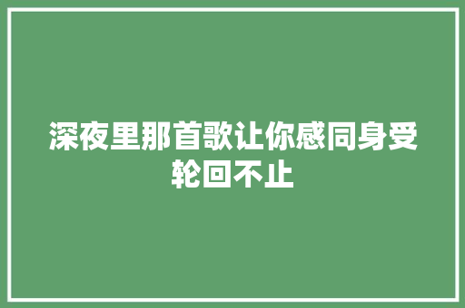 深夜里那首歌让你感同身受轮回不止