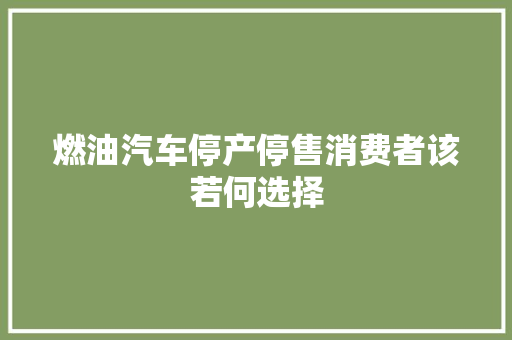 燃油汽车停产停售消费者该若何选择