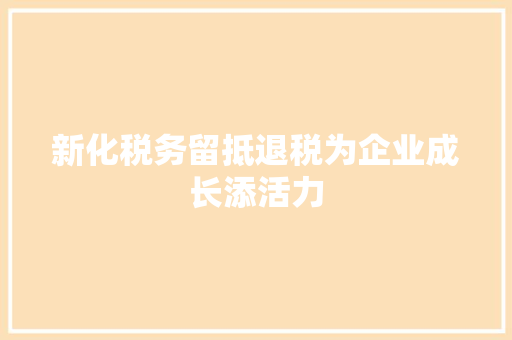 新化税务留抵退税为企业成长添活力