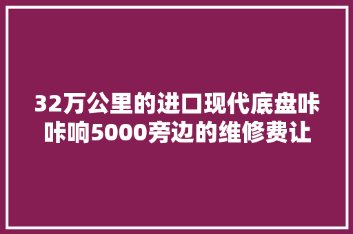 32万公里的进口现代底盘咔咔响5000旁边的维修费让车主心疼