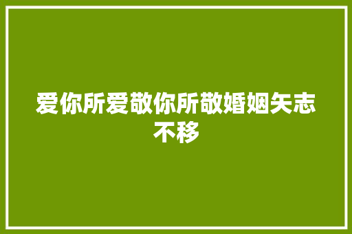 爱你所爱敬你所敬婚姻矢志不移
