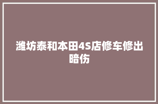潍坊泰和本田4S店修车修出暗伤