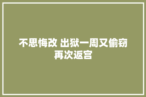 不思悔改 出狱一周又偷窃再次返宫