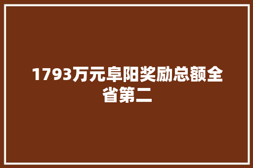 1793万元阜阳奖励总额全省第二