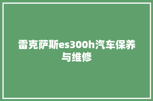雷克萨斯es300h汽车保养与维修