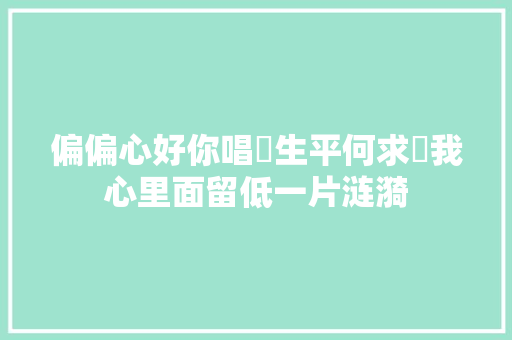 偏偏心好你唱嘅生平何求喺我心里面留低一片涟漪