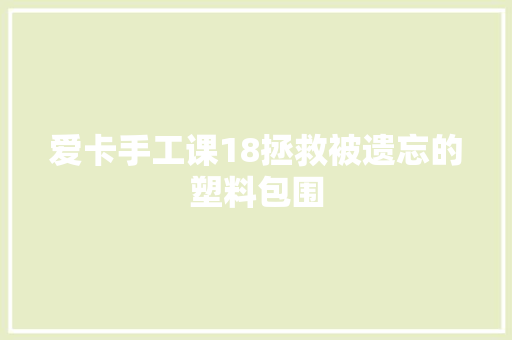 爱卡手工课18拯救被遗忘的塑料包围