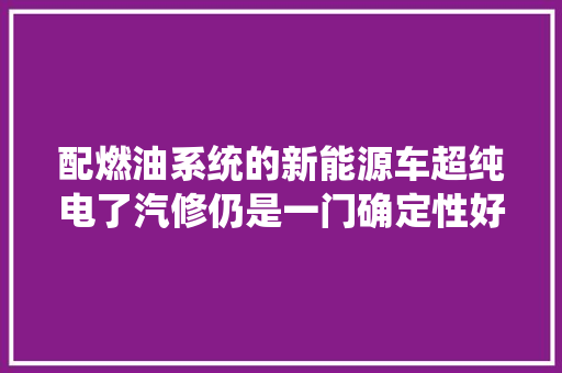 配燃油系统的新能源车超纯电了汽修仍是一门确定性好生意