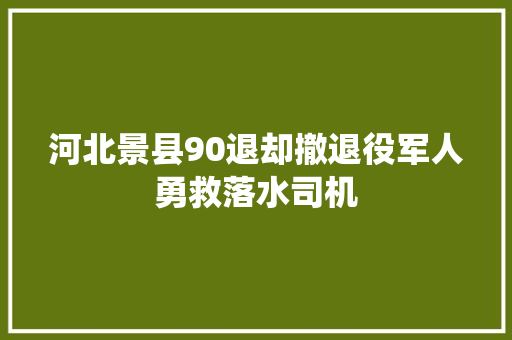 河北景县90退却撤退役军人勇救落水司机