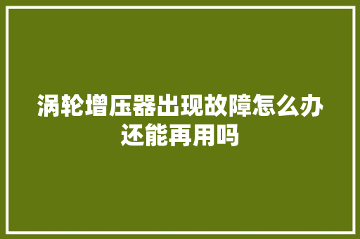 涡轮增压器出现故障怎么办还能再用吗