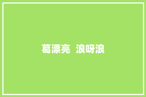 葛漂亮  浪呀浪 休闲娱乐