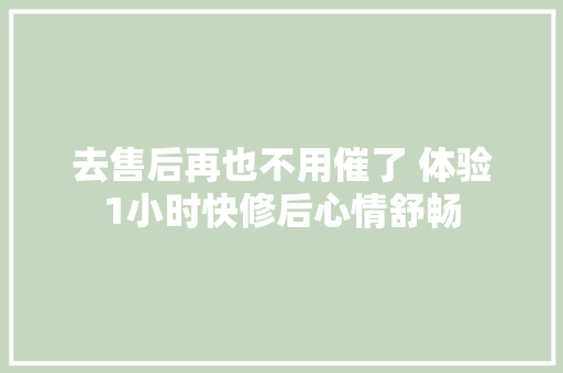 去售后再也不用催了 体验1小时快修后心情舒畅