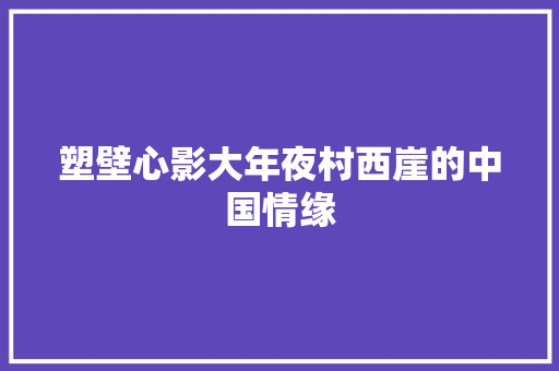 塑壁心影大年夜村西崖的中国情缘