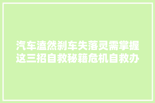 汽车溘然刹车失落灵需掌握这三招自救秘籍危机自救办法一定要懂
