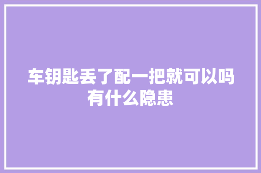 车钥匙丢了配一把就可以吗有什么隐患